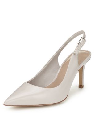 ... Leather Pointed Toe Buckle Slingback Court Shoes with Insolia