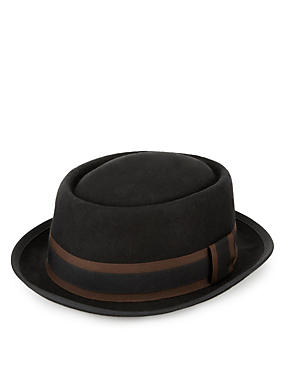 Black Mix Pure Wool Felt Pork Pie Hat with Stormwear™