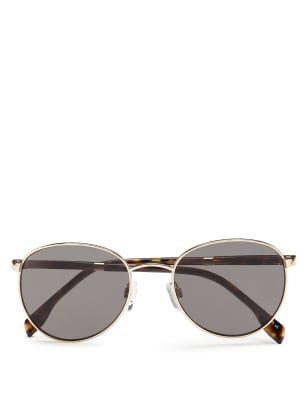 White Mix Sprung Hinges Round Frame Sunglasses