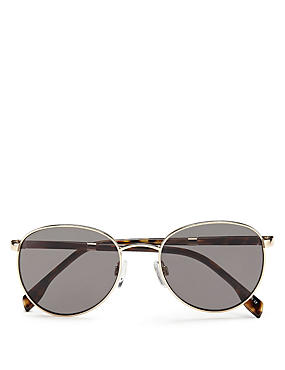 White Mix Sprung Hinges Round Frame Sunglasses