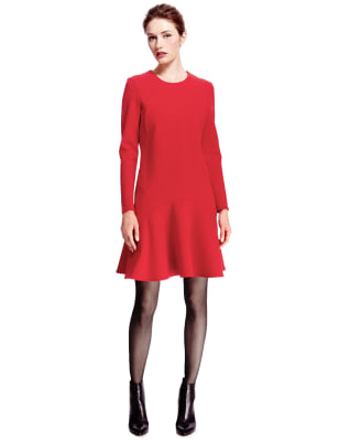 Red Seam Drop Waist Dress