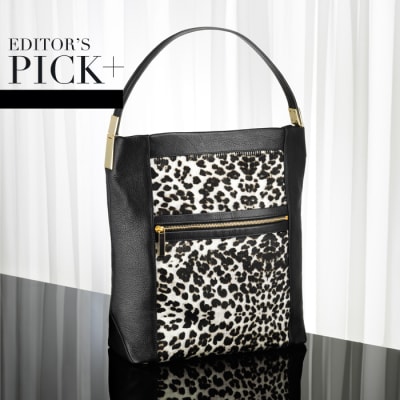 white leopard print bag