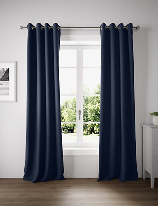Velvet Eyelet Blackout Curtains M S, Royal Blue Velvet Pencil Pleat Curtains