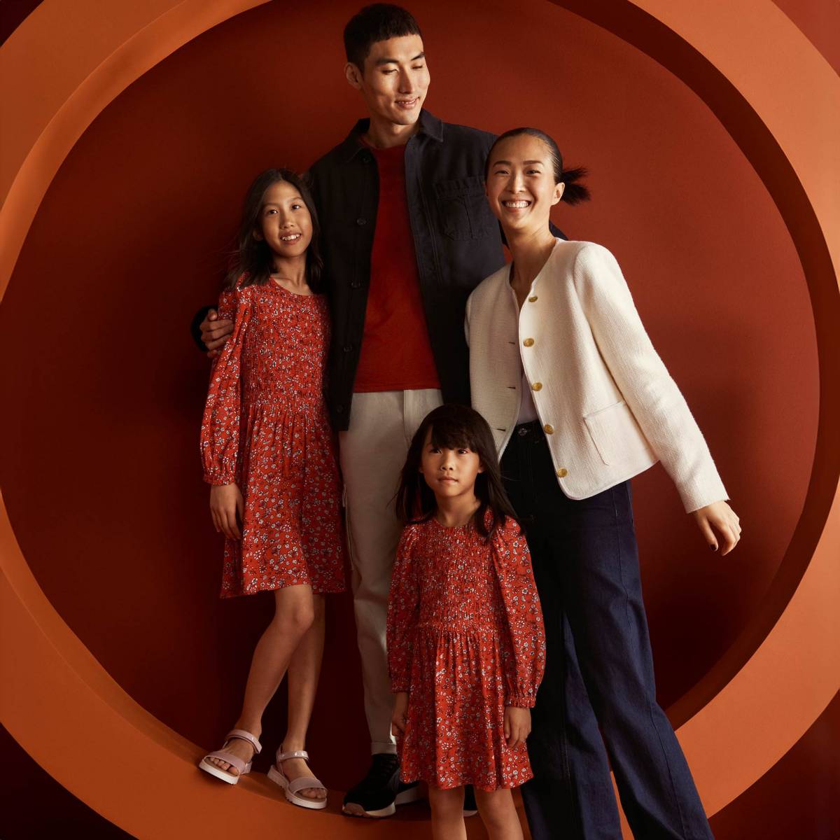 Family wearing smart clothing 