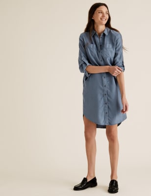 m&s linen shift dress