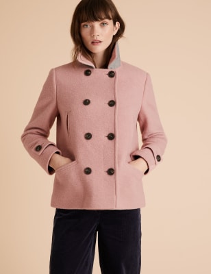 m&s pink faux fur coat