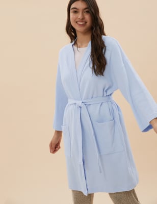 short white cotton dressing gown