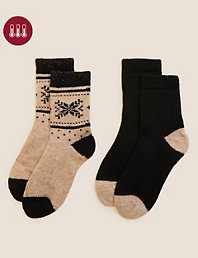2pk Thermal Wool Blend Ankle High Socks Marks & Spencer Women Sport & Swimwear Skiwear Ski Thermal Underwear 