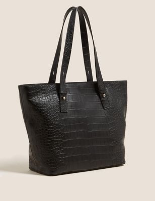M&S Womens Faux Leather Tote Bag
