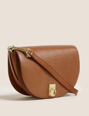 M&S Womens Faux Leather Saddle Cross Body Bag