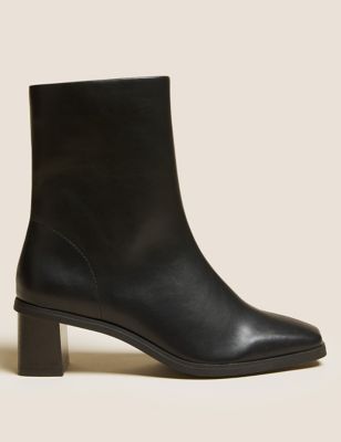 M&S Womens Block Heel Square Toe Ankle Boots