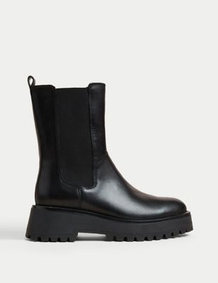 high platform-sole satin boots