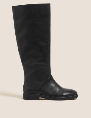 M&S Per Una Womens Leather Block Heel Knee High Boots
