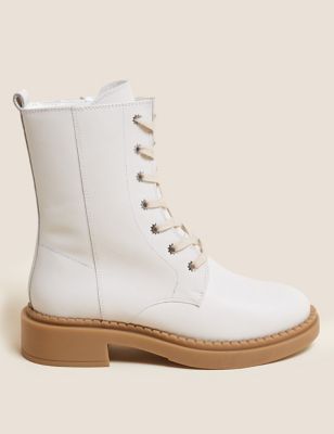 M&S Per Una Womens Leather Lace Up Ankle Boots