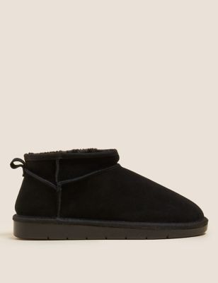 M&S Womens Suede Faux Fur Flat Ankle Boots