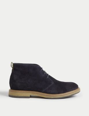 M&S Mens Suede Chukka Boots - 9 - Navy, Navy,Tan