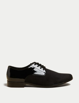 M&S Men's Velvet and Patent Derby Shoes - 11 - Black, Black
