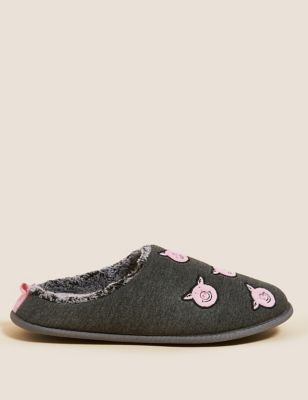 M&S Mens Percy Pig  Mule Slippers with Freshfeet 