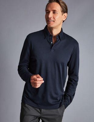 Charles Tyrwhitt Men's Pure Cotton Jersey Polo Shirt - M - Black, Black