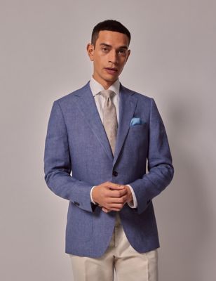 Hawes & Curtis Men's Slim Fit Pure Linen Suit Jacket - 40REG - Dark Blue, Dark Blue,Navy