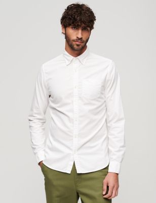 Superdry Men's Organic Cotton Oxford Shirt - Navy, Navy,White