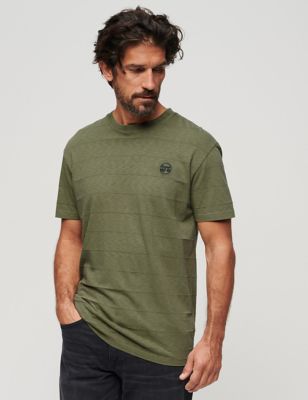 Superdry Mens Pure Cotton Textured T-Shirt - XL - Navy, Navy