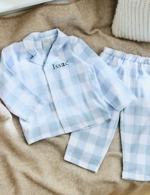 My 1St Years Boys Personalised Traditional Blue Checkered Pyjama Set (0-6 Yrs) - 4-5 Y, Blue