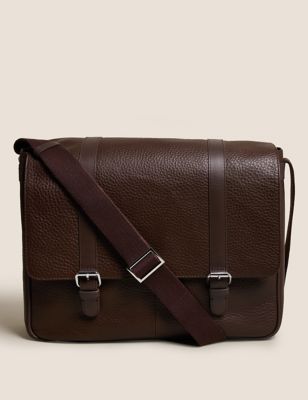 M&S Mens Leather Messenger Bag