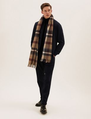 M&S Mens Checked Blanket Scarf
