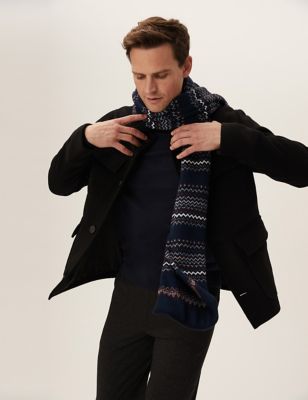 M&S Mens Supersoft Fair Isle Knitted Scarf