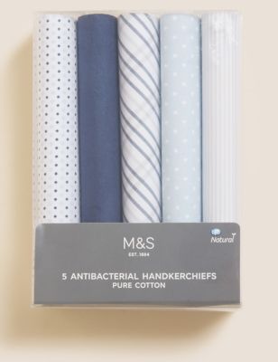 M&S Mens 5pk Pure Cotton Handkerchiefs