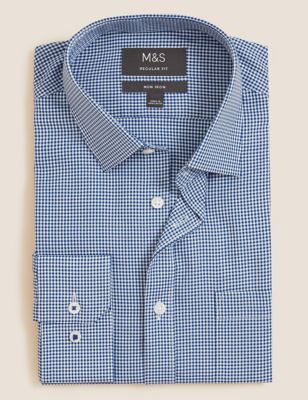 M&S Mens Regular Fit Non Iron Pure Cotton Shirt
