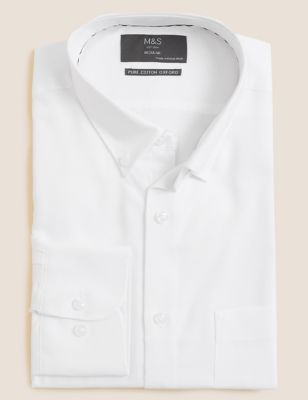 M&S Mens Regular Fit Pure Cotton Oxford Shirt