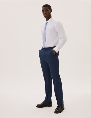 M&S Mens The Ultimate Blue Regular Fit Trousers