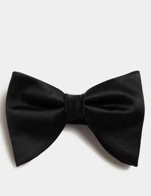 M&S Sartorial Mens Pure Silk Bow Tie - Black, Black