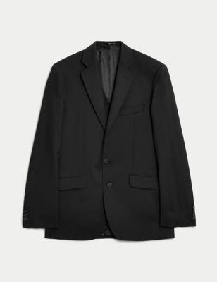 Jaeger Mens Tailored Fit Pure Wool Twill Jacket - 40REG - Black, Black