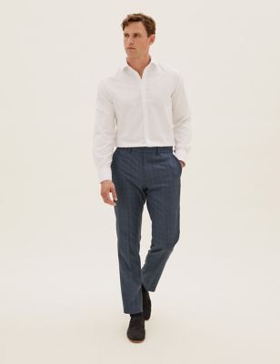 M&S Mens Plan A Tailored Fit Check Trousers