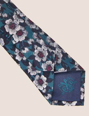 M&S Mens Floral Pure Silk Tie