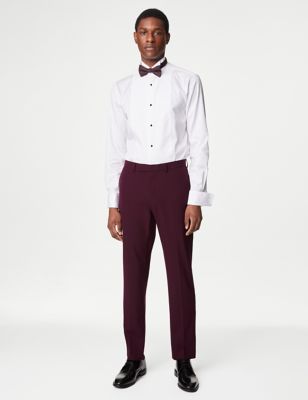M&S Mens Slim Fit Stretch Tuxedo Trousers - 32REG - Navy, Navy,Burgundy,Black