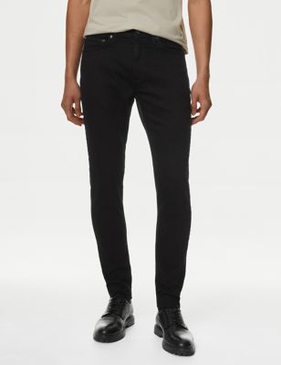 M&S Mens Skinny Fit Stretch Jeans - 3029 - Black, Black,Indigo,Blue,Charcoal,Light Blue Mix