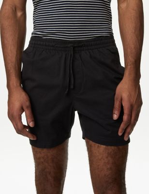 M&S Mens Elasticated Waist Shorter Length Stretch Shorts' - M - Black, Black,Navy,Grey,Copper,Natura