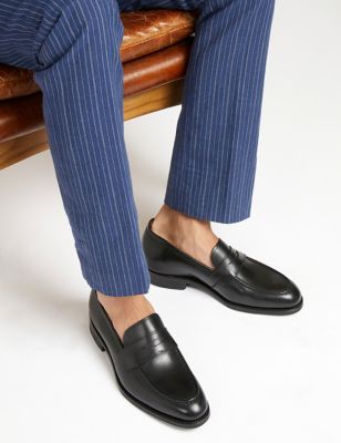 M&S Jones Bootmaker Mens Leather Goodyear Welted Slip-On Loafers - 7 - Black, Black,Brown