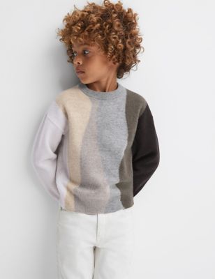 Reiss Boys Pure Wool Knitted Patterned Jumper (3-14 Yrs) - 7-8 Y - Brown, Brown