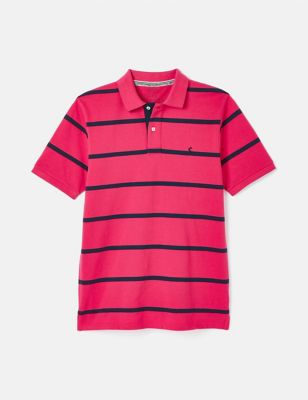 Joules Mens Pure Cotton Striped Polo Shirt - XXL - Pink Mix, Pink Mix