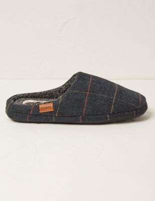 M&S Fatface Mens Checked Mule Slippers