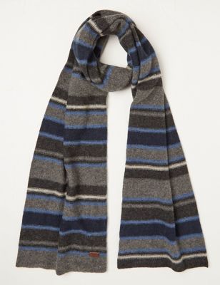 M&S Fatface Mens Wool Striped Scarf