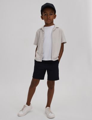Reiss Boys Pure Cotton Textured Shirt (3-14 Yrs) - 5-6 Y - Grey, Grey