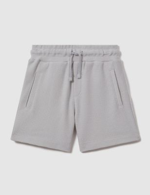 Reiss Boys Pure Cotton Textured Shorts (3-14 Yrs) - 11-12 - Green, Green