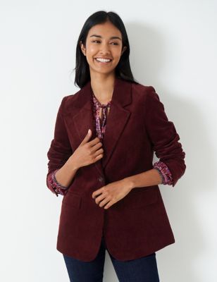 Crew Clothing Womens Cord Tailored Single Breasted Blazer - 12 - Berry, Berry