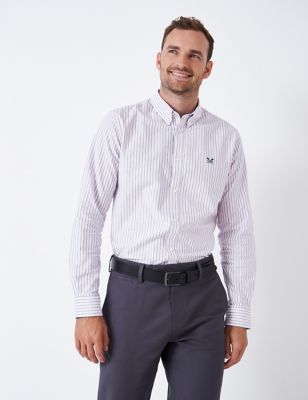 Crew Clothing Mens Pure Cotton Striped Oxford Shirt - XL - Light Pink Mix, Light Pink Mix